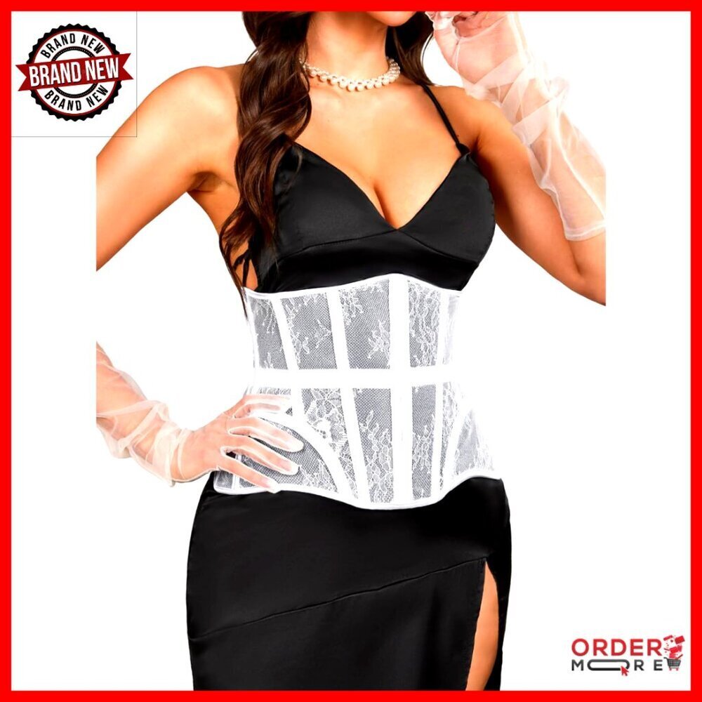 Floral Lace Underbust Corset Belt Boned Hourglass Waist Cincher Elegant Wedding